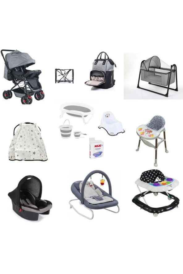 LETS GO BABY  Çift Yön Bebek Arabası Beşik 15parça Set Katlanır Küvet Seti Anakucağı Puset Yürüteç Çanta