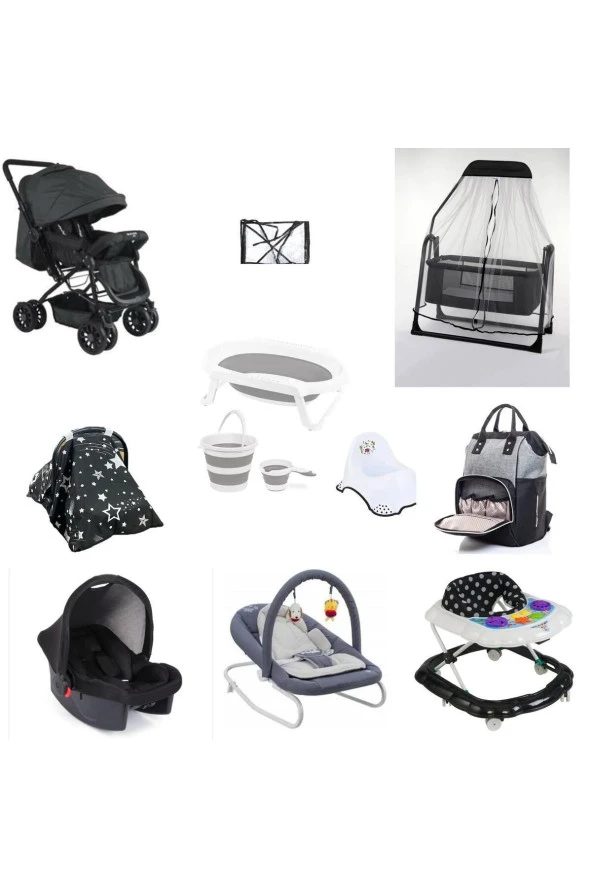 LETS GO BABY  Çift Yön Bebek Arabası Beşik 13Parça set Katlanır Küvet Seti Anakucağı Puset Yürüteç Çanta ürün görseli