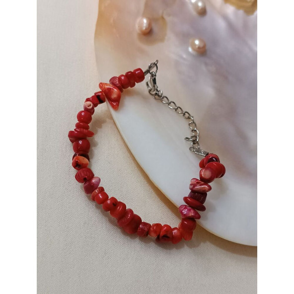 Kırık Mercan Taşı Doğal Taş Bileklik- Anka Gemstone