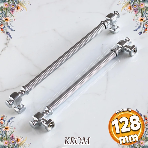 Talas Krom Çizgili Metal Kulp Kulpu 128 mm Mobilya Çekmece Mutfak Dolabı Dolap Kulpları Kulbu