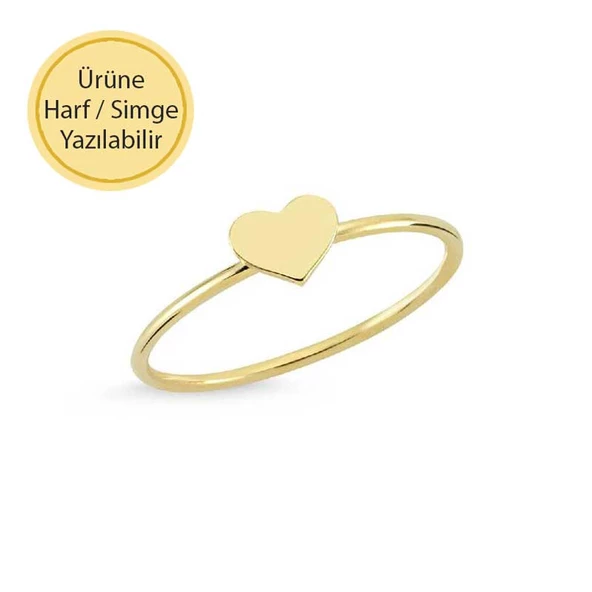 14 Ayar Altın Sade Kalpli Yüzük ürün görseli