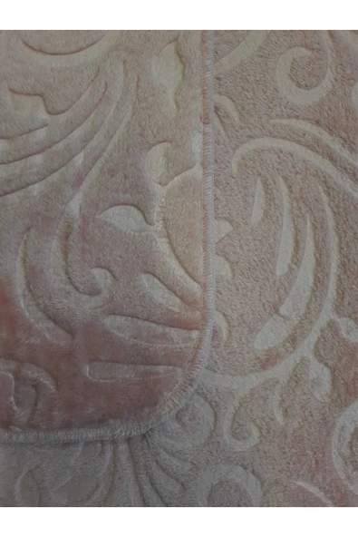 Emboss 2 Parça Pudra  Peluş Banyo Paspası Klozet Takımı Kaymaz Taban - 2