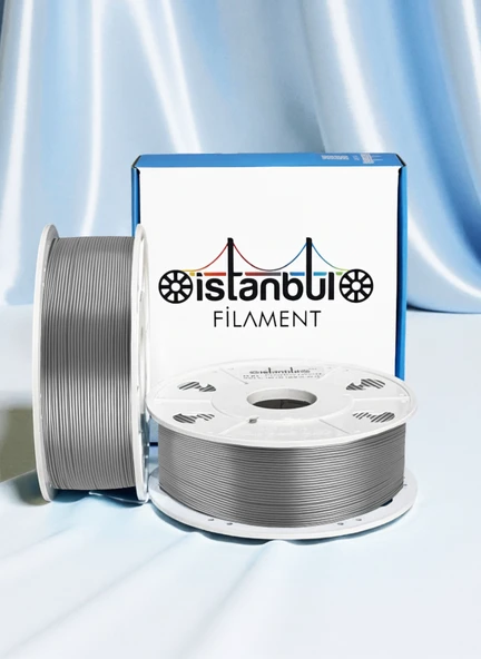 İstanbul Filament 3D Baskı Pla+ Filament Gümüş 1 kg  1,75MM  0,05 mm Bambu Lab Uyumlu - Resim 1