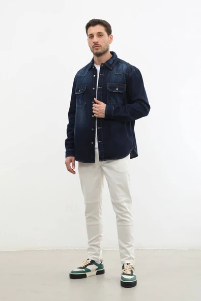 Erkek Oversize Jean Ceket - 3