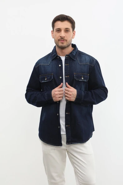 Erkek Oversize Jean Ceket - 5