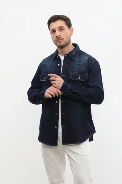 Erkek Oversize Jean Ceket - 4