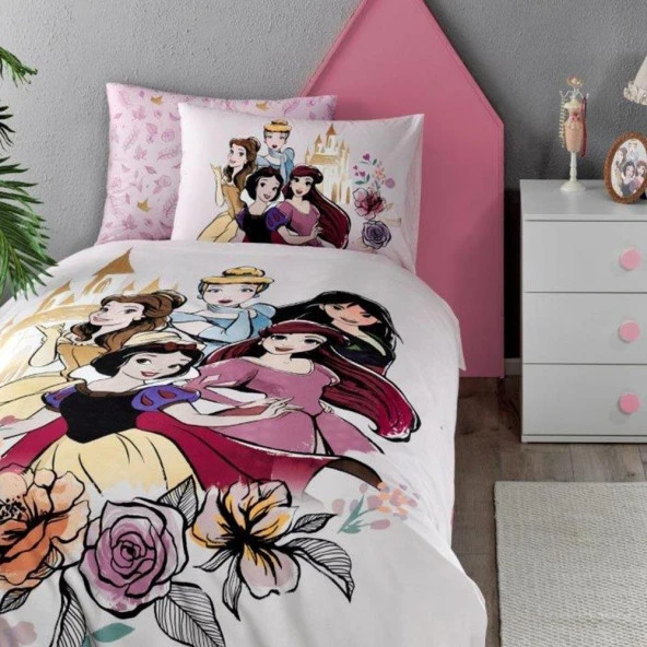 Özdilek Tek Kişilik Lisanslı Nevresim Takımı Princess Car Pembe Rose