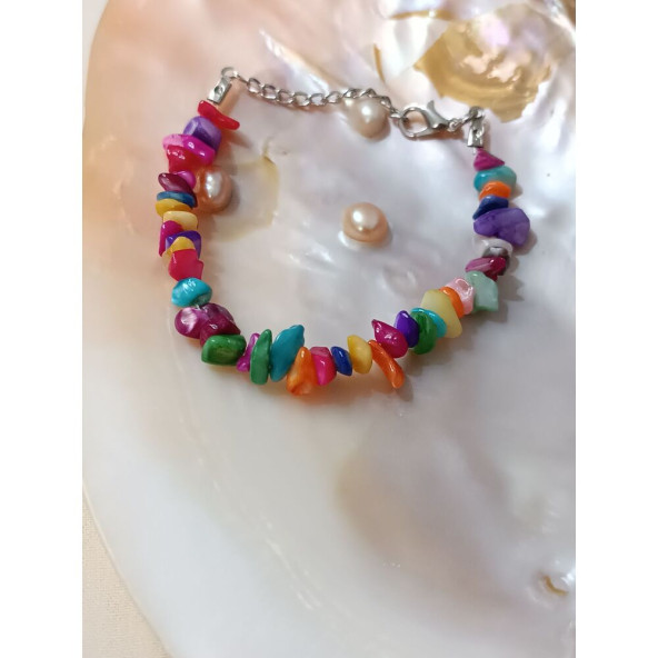 Renkli Sedef Taşı Doğal Taş Bileklik - Anka Gemstone - 2