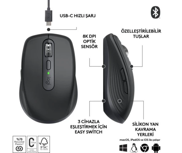 Logitech Mx Anywhere 3 Mouse Siyah 910-005988 - 6