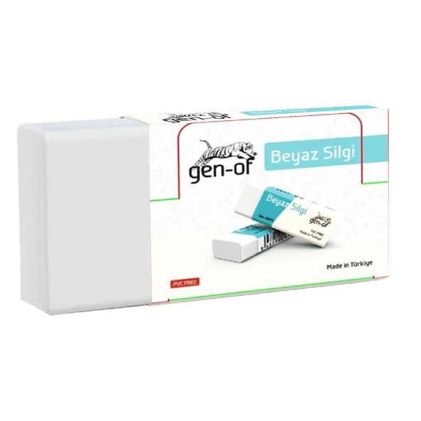 Gen-Of No:30 Küçük Boy PVC Free Beyaz Silgi (GEN-6830) 10 Adet - 2