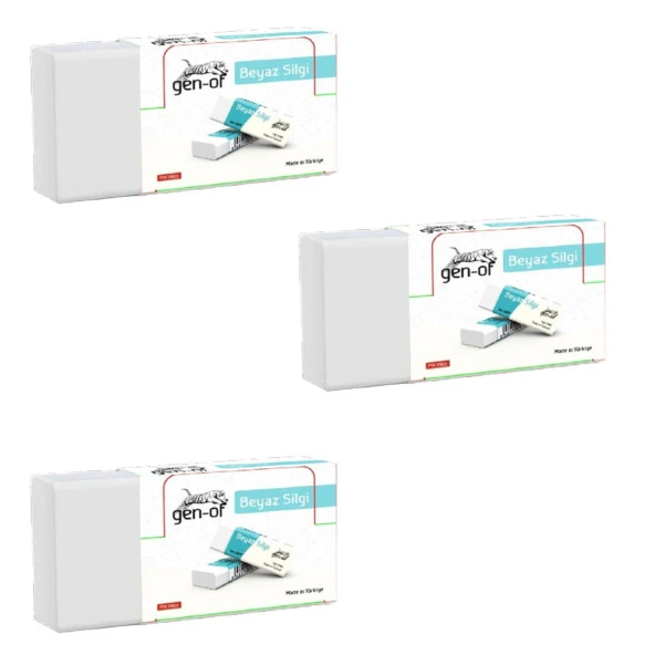 Gen-Of No:30 Küçük Boy PVC Free Beyaz Silgi (GEN-6830) 10 Adet - 3