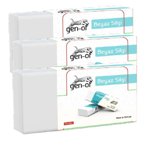 Gen-Of No:30 Küçük Boy PVC Free Beyaz Silgi (GEN-6830) 10 Adet - 4