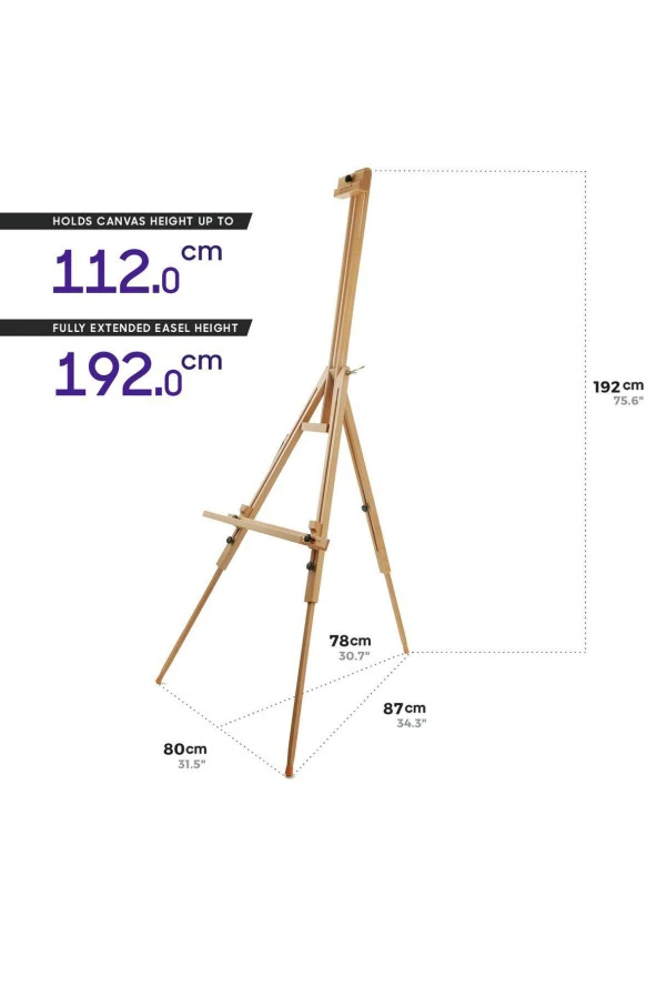 Mm Ağır Tripod Şövale H.D. - Kayın