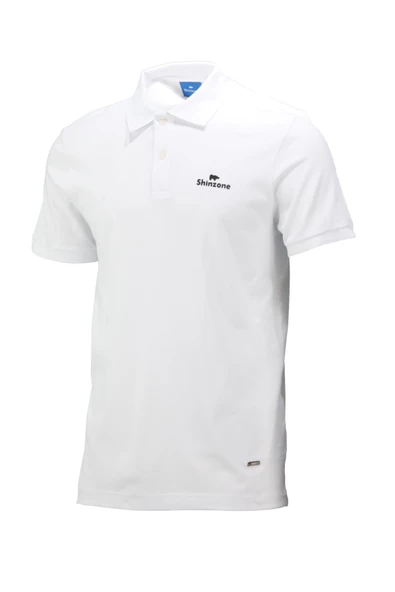 Erkek Polo Yaka Yumuşak Dokulu, Kol Bantlı Beyaz T-Shirt