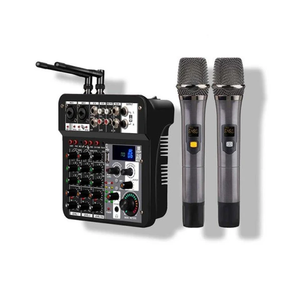König K-6000 2x200 6 KanalLI 2 UHF Mikrofonlu Şarjlı Power Mikser