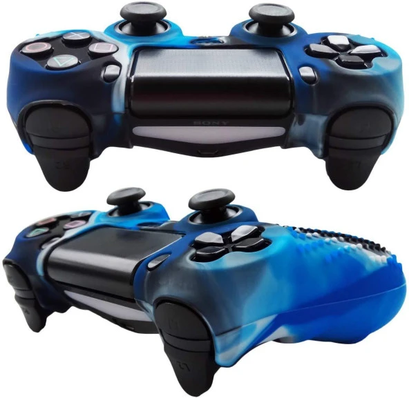 Cosmostech PS4 Controller Joystick Oyun Kolu Gamepad Uyumlu - Silikon Koruyucu Cover Mavi Kamuflaj - 2