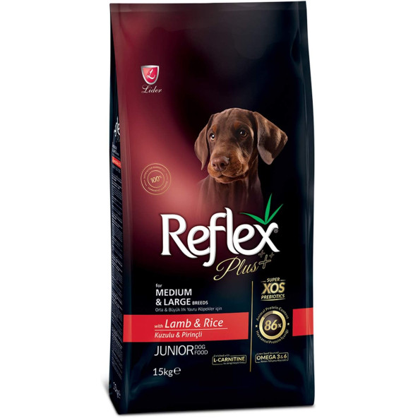 Reflex Plus Kuzu Etli Orta ve Büyük Irk Yavru Köpek Maması 15 Kg