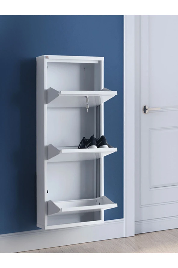adlsteel Metal Ayakkabılık  3'lü  kilitli-BEYAZ - 3