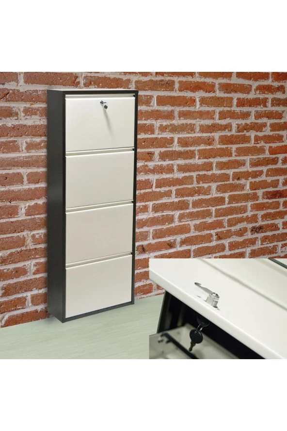 adlsteel  Metal Ayakkabılık 4'Lü Kilitli KAHVE