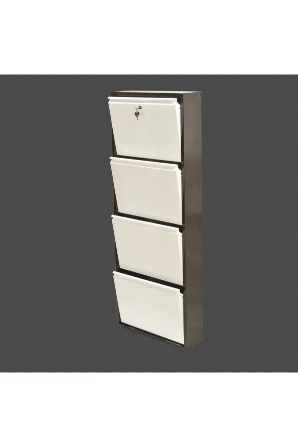 adlsteel  Metal Ayakkabılık 4'Lü Kilitli KAHVE - 2