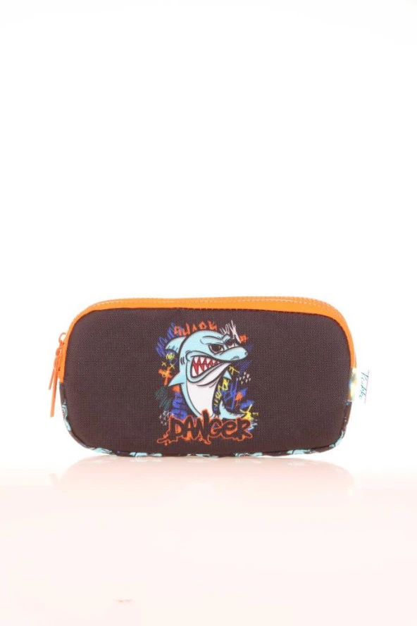 Kaukko Kids 3 Bölmeli Kalem Çantası Cube Shark Siyah L8175 - 1