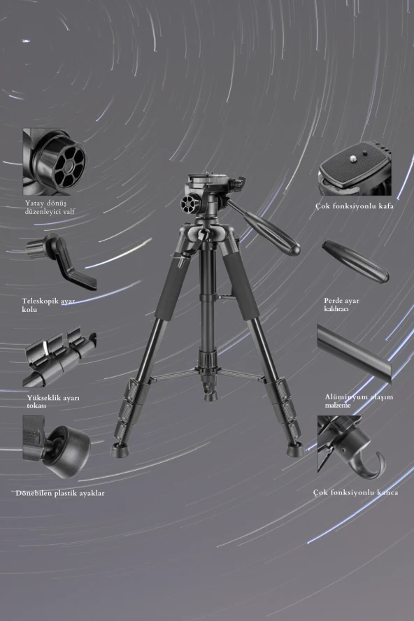 Fuchsia Profesyonel Çok Amaçlı Ayaklıklı Ayarlanabilir Tripod - Resim 4