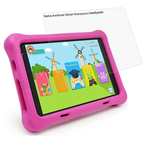 NPO 8" IPS Ekran 4GB 64GB Android 13.0 A133P 1.8GHz Antişok Çocuk Tableti, Kids Tablet Pembe RS407+ - 3