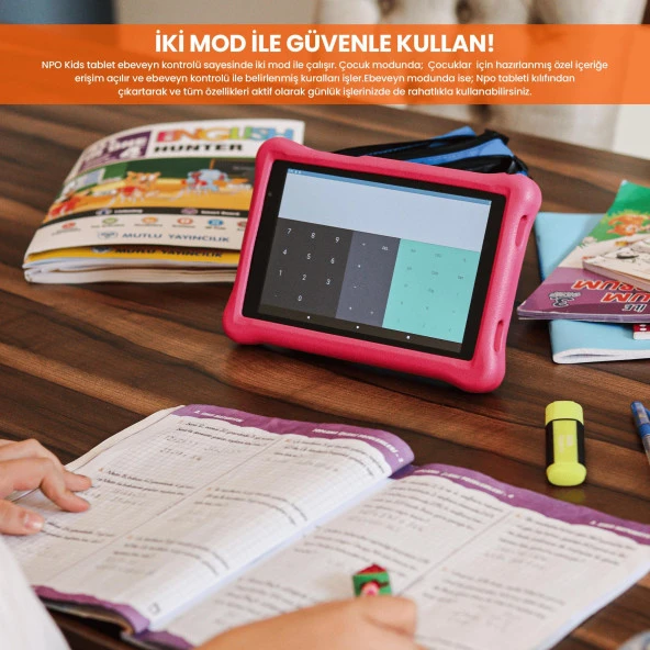 NPO 8" IPS Ekran 4GB 64GB Android 13.0 A133P 1.8GHz Antişok Çocuk Tableti, Kids Tablet Pembe RS407+ - 4