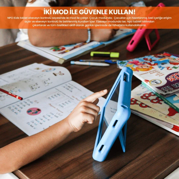 NPO 8" IPS Ekran 4GB 64GB Android 13.0 A133P 1.8GHz Antişok Çocuk Tableti, Kids Tablet Pembe RS407+ - 5