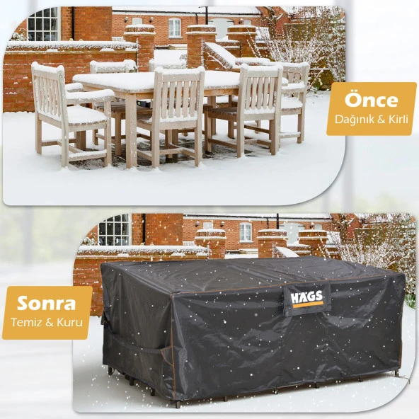 Haegs Bahçe Mobilyası Örtüsü, 150-150-74cm, Ağır Hizmet Oxford Kumaş, Su Geçirmez, Dış Mekan Veranda Masa Örtüsü, Havalandırmalı Masa ve Sandalye Koruma Kılıfı - 6