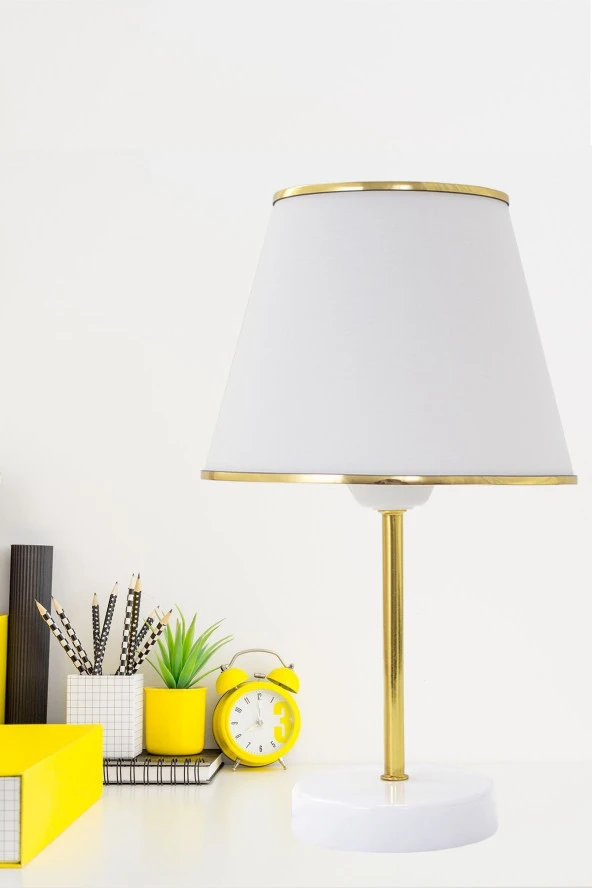 Vivido Abajur Beyaz Gold Safir Modern Abajur - Resim 4