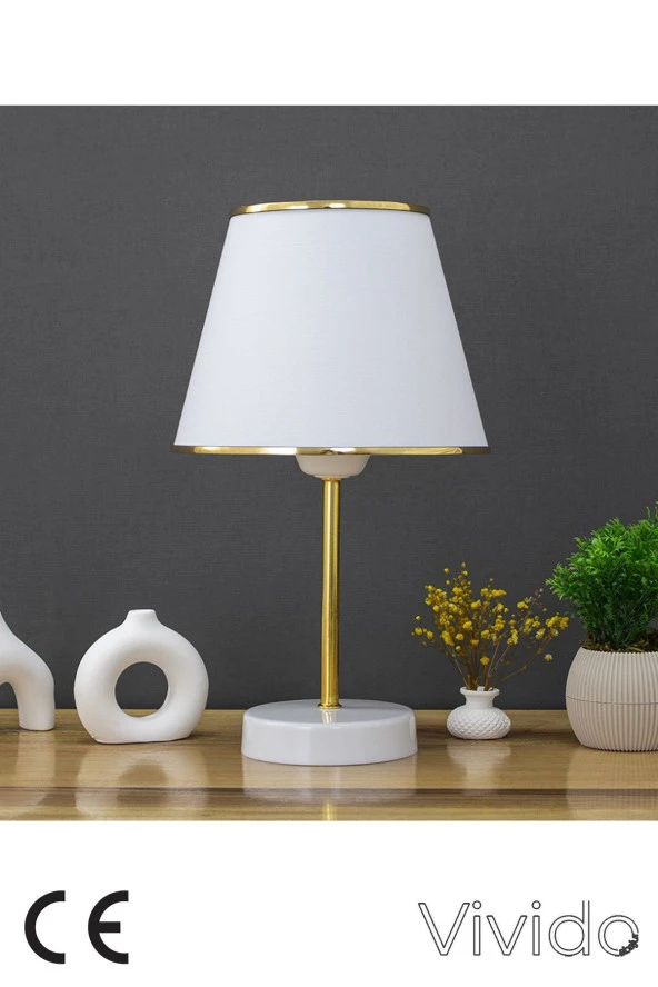 Vivido Abajur Beyaz Gold Safir Modern Abajur ürün görseli