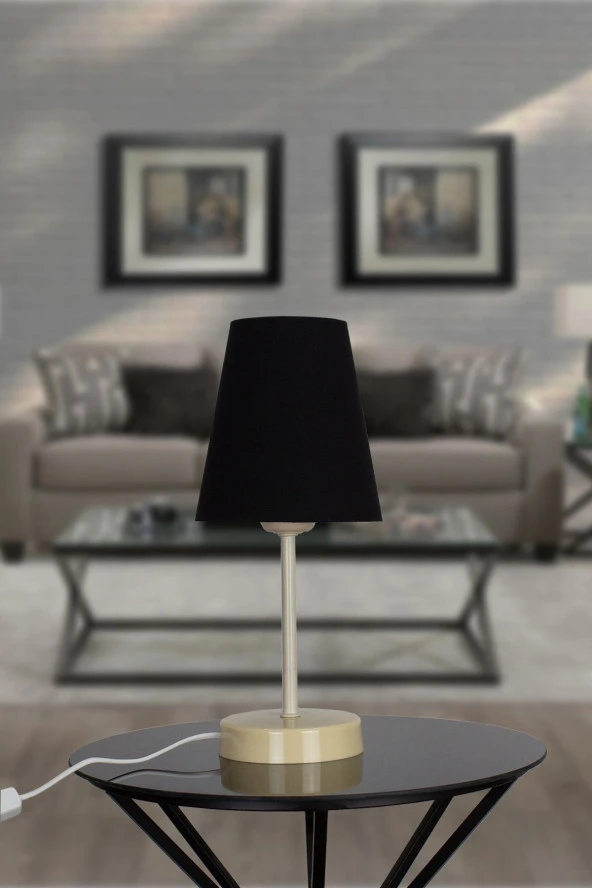 Vivido Abajur Siyah Petit Krem Ayaklı Abajur - Resim 2