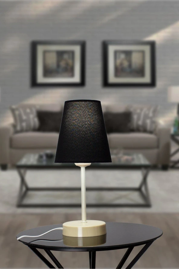 Vivido Abajur Siyah Petit Krem Ayaklı Abajur - Resim 3