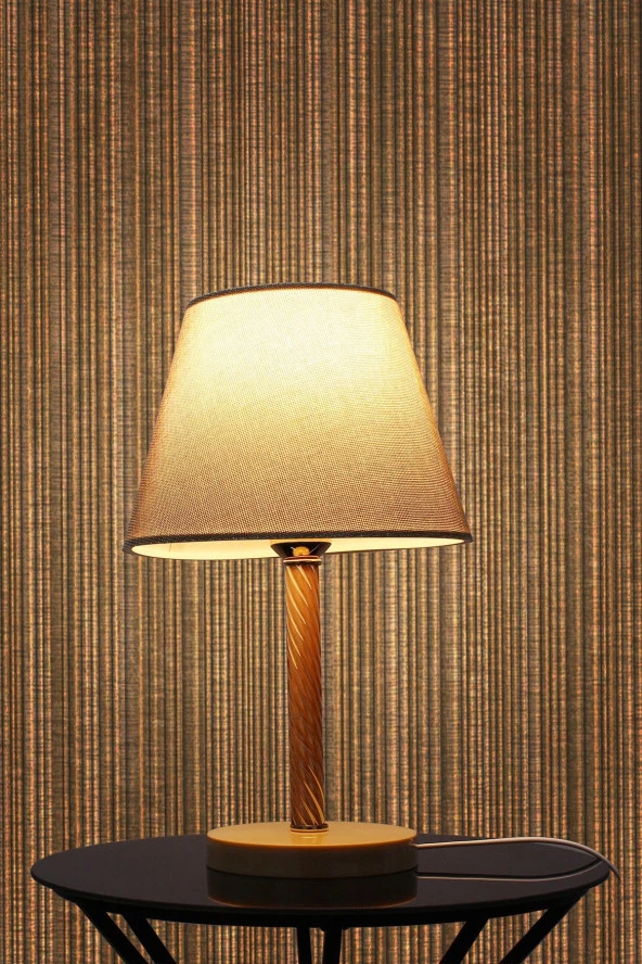 Vivido Abajur Kum Beji Elegant Komodin Abajur Krem Ayaklı Aydınlatma ürün görseli