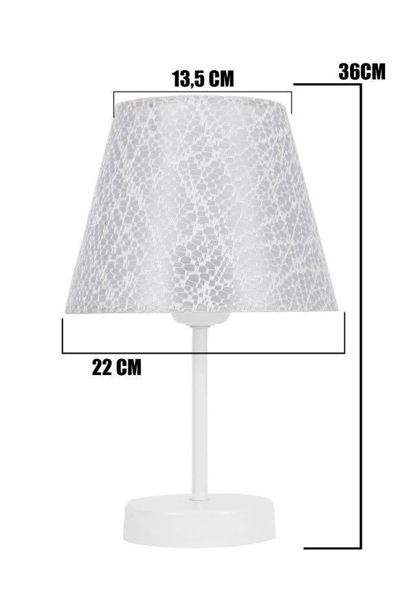 Vivido Abajur Dantelli Beyaz Üçlü Abajur Konik Avize Seti Yatak Odası Aydınlatma - Resim 5