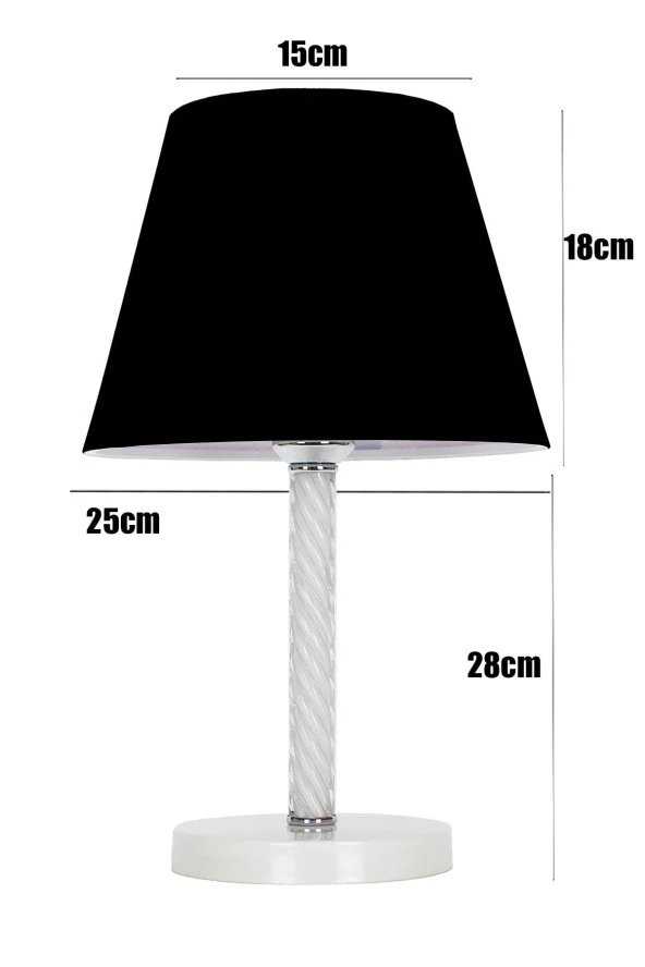 Vivido Abajur Siyah Elegant Komodin Abajur Beyaz Ayaklı Aydınlatma - 4