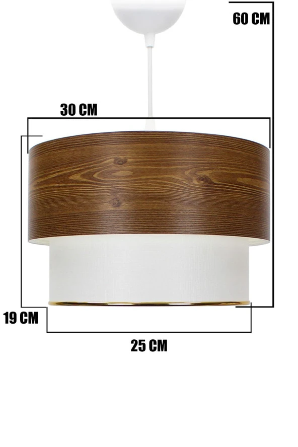 Vivido Abajur Üçlü Abajur Ve Avize Seti Ahşap Desenli Yatak Odası Aydınlatma - Resim 4