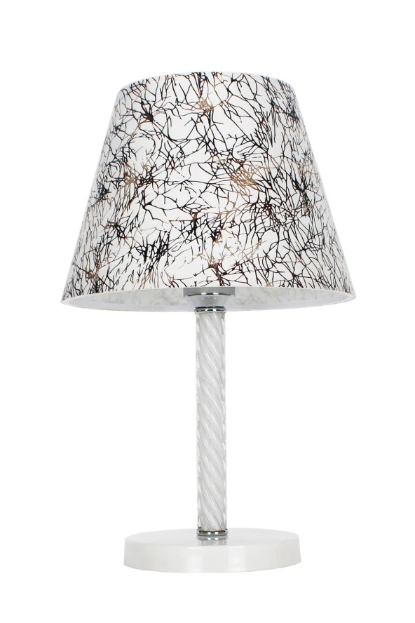 Vivido Abajur Desenli Beyaz Elegant Komodin Abajur Beyaz Ayaklı Aydınlatma - 4