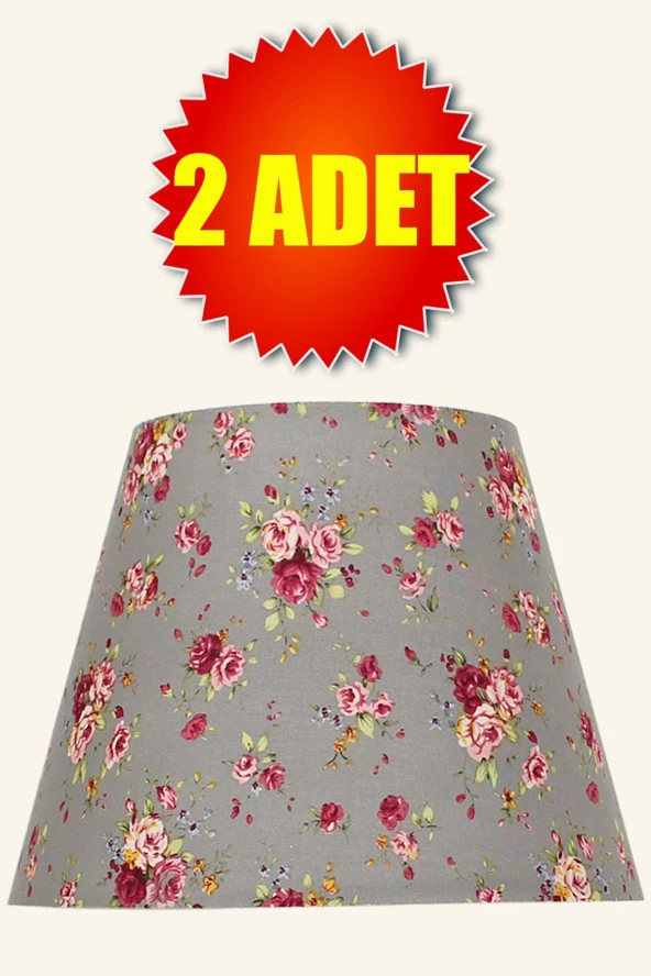 Vivido Abajur Çiçekli Modern Ikili Abajur Şapkası - 1