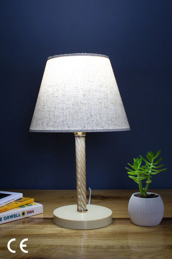 Vivido Abajur Dora Elegant Komodin Abajur Krem Ayaklı Aydınlatma ürün görseli