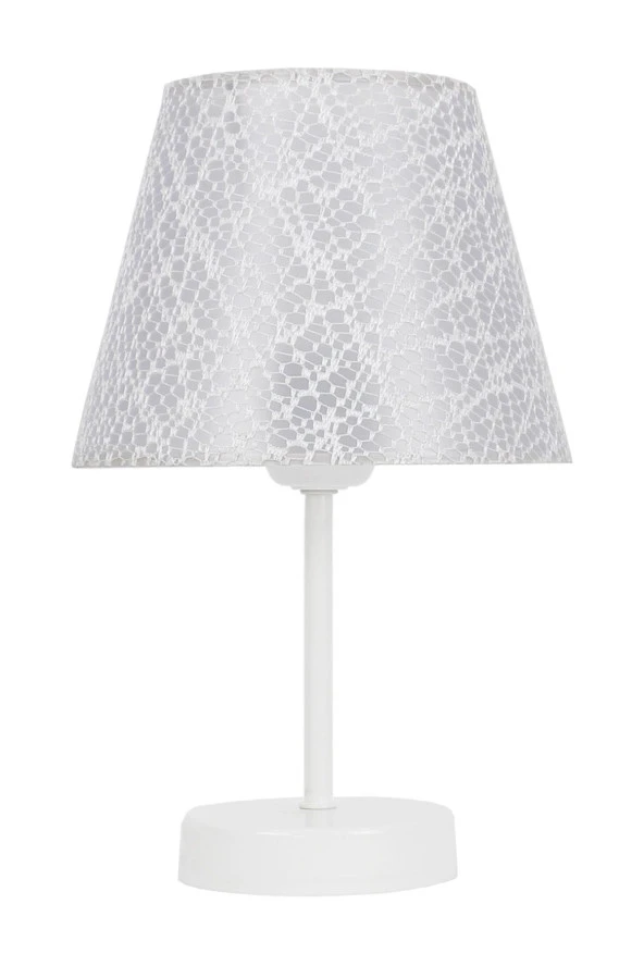 Vivido Abajur Dantelli Beyaz Üçlü Abajur Konik Avize Seti Yatak Odası Aydınlatma - Resim 3