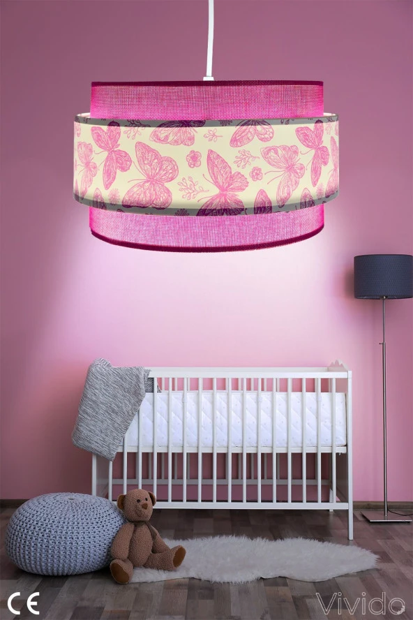 Vivido Abajur Dopia Pembe Kelebek Çocuk Odası Avize ürün görseli