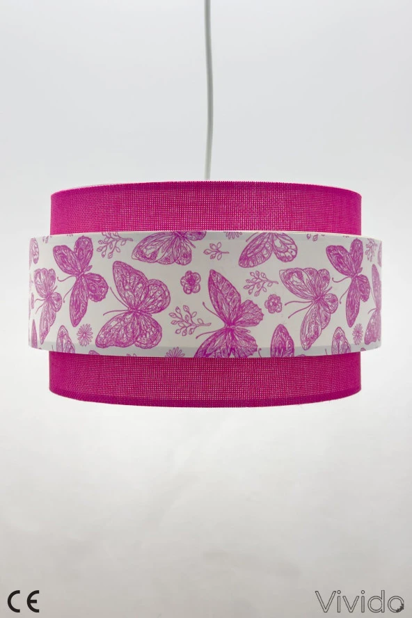 Vivido Abajur Dopia Pembe Kelebek Çocuk Odası Avize - Resim 4