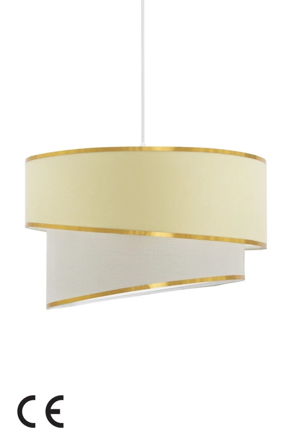 Vivido Abajur Krem Kumaş Gold Avize - 2
