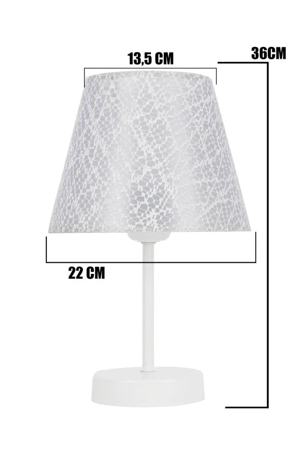 Vivido Abajur Dantelli Beyaz Avize Ve Abajur Seti Beyaz Ayaklı - 5