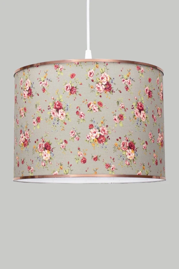 Vivido Abajur Çiçekli  Avize Ve Abajur Seti Beyaz Ayaklı - Resim 2