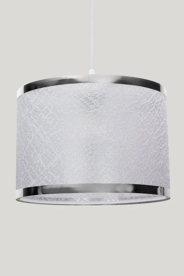 Vivido Abajur Dantelli Beyaz Avize Ve Abajur Seti Beyaz Ayaklı - 2