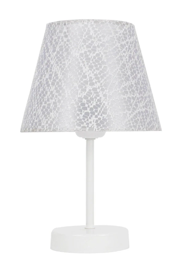 Vivido Abajur Dantelli Beyaz Avize Ve Abajur Seti Beyaz Ayaklı - 3