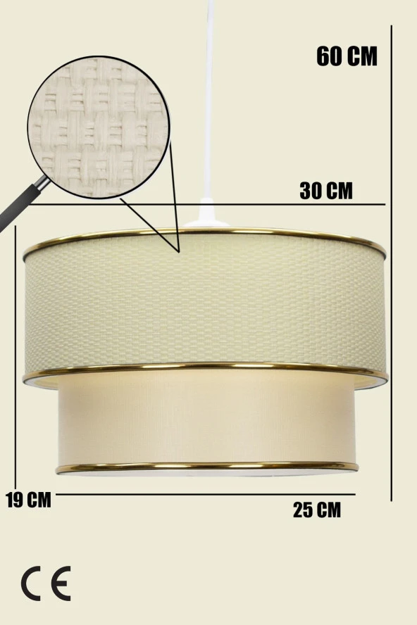 Vivido Abajur Hasır Krem Avize Tekli Sarkıt - Resim 2